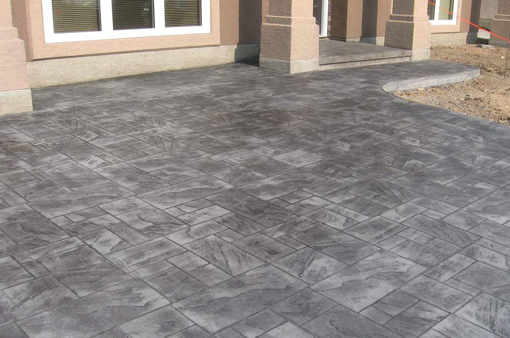 Grey Stained and Stamped Driveway